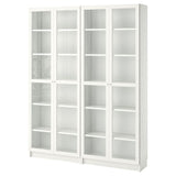 BILLY / OXBERG bookcase, white/glass, 160x30x202 cm