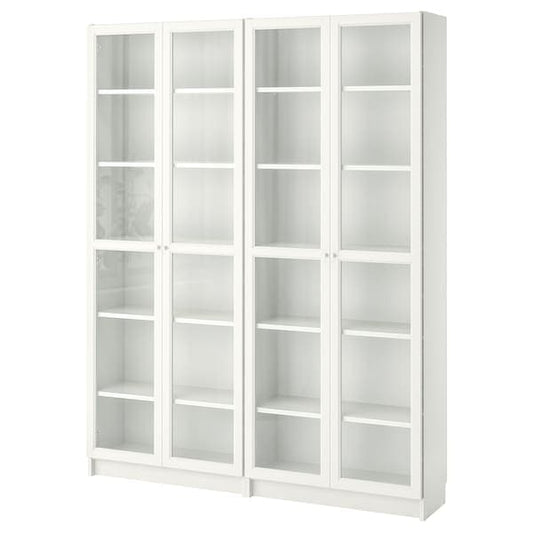 Ikea BILLY / OXBERG - Bookcase, white/glass, 160x30x202 cm
