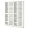 BILLY / OXBERG bookcase, white/glass, 160x30x202 cm