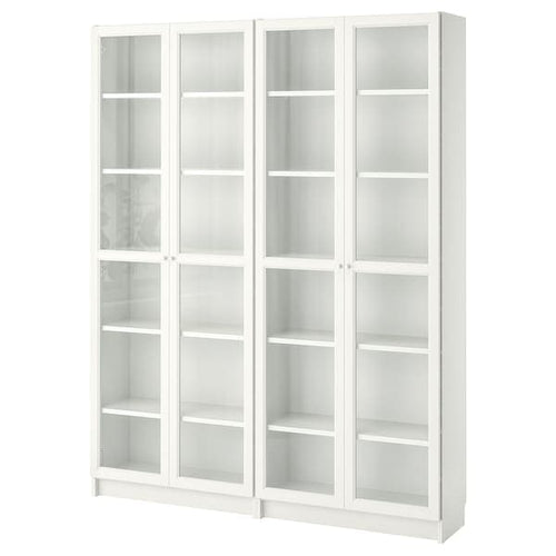 BILLY / OXBERG - Bookcase, white/glass, 160x30x202 cm