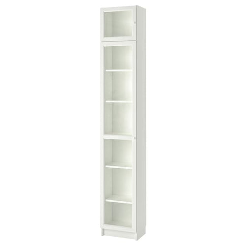 BILLY / OXBERG - Bookcase with glass door, white/glass, 40x30x237 cm