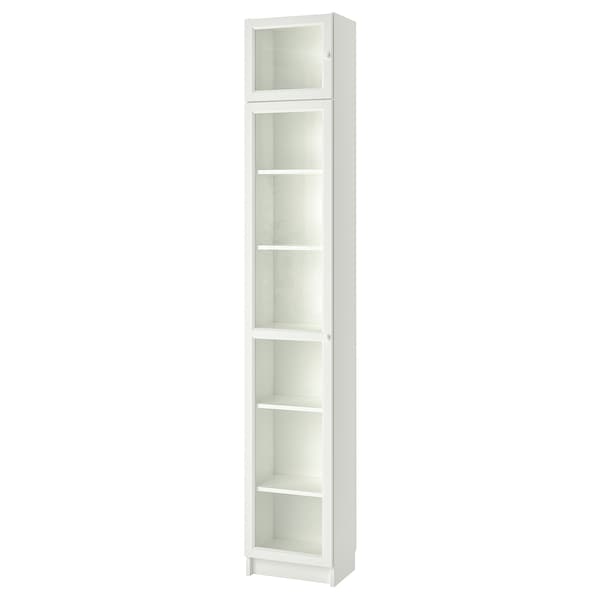 BILLY / OXBERG - Bookcase with glass door, white/glass, 40x30x237 cm