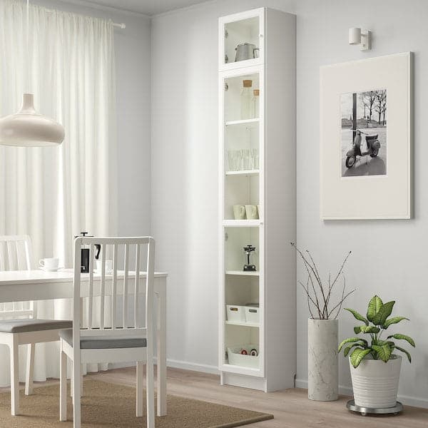 Ikea BILLY / OXBERG - Bookcase with glass door, white/glass, 40x30x237 cm