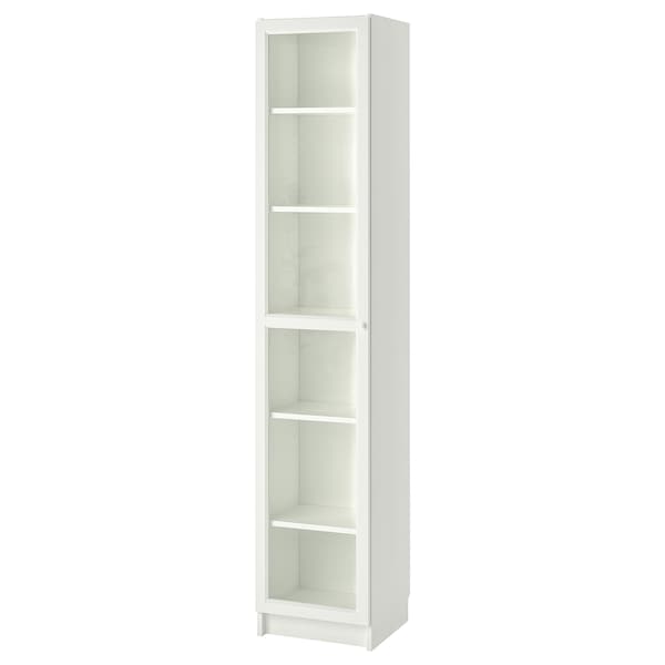 BILLY / OXBERG - Bookcase with glass door, white/glass, 40x42x202 cm - best price from Maltashopper.com 39398834