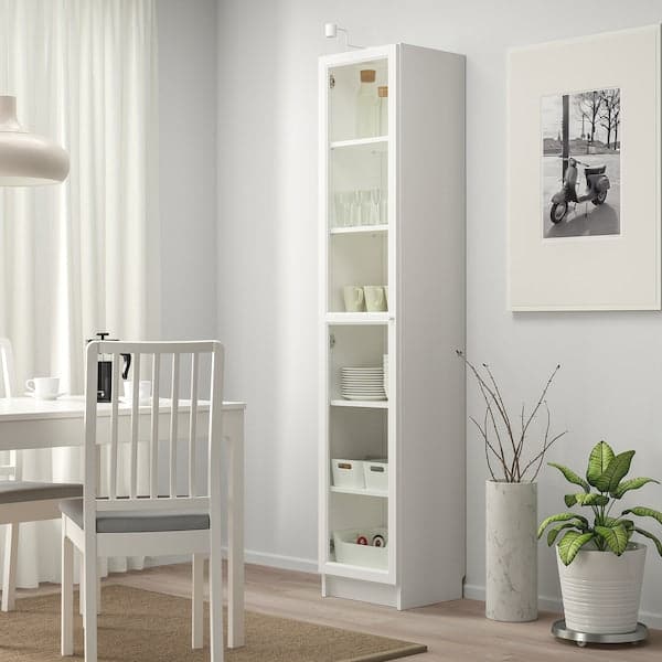 Ikea BILLY / OXBERG - Bookcase with glass door, white/glass, 40x42x202 cm
