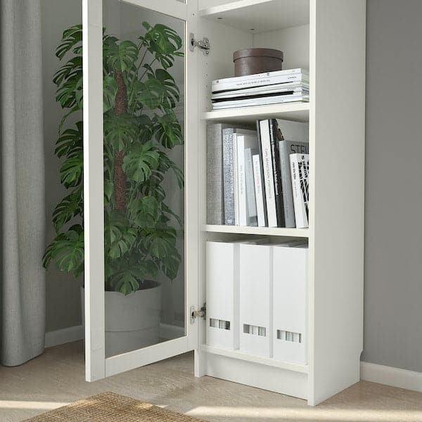 Ikea BILLY / OXBERG - Bookcase with glass door, white/glass, 40x30x202 cm