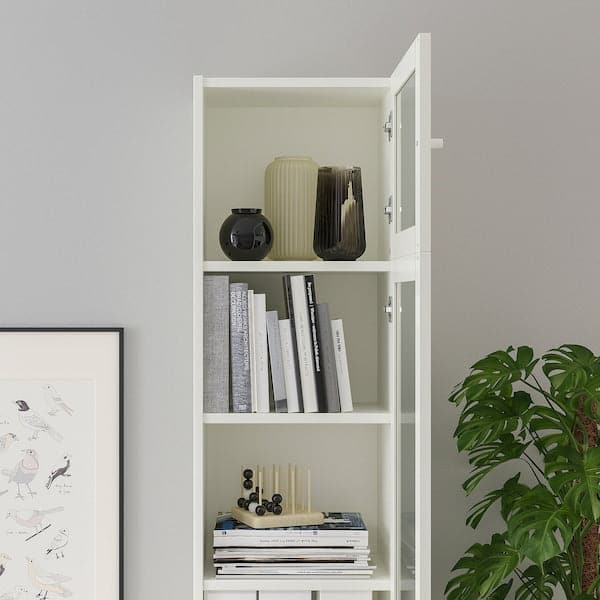 BILLY / OXBERG - Bookcase with glass door, white/glass, 40x30x237 cm