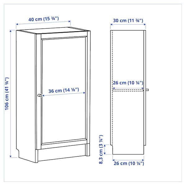 Ikea BILLY / OXBERG - Bookcase with door, white, 40x30x106 cm