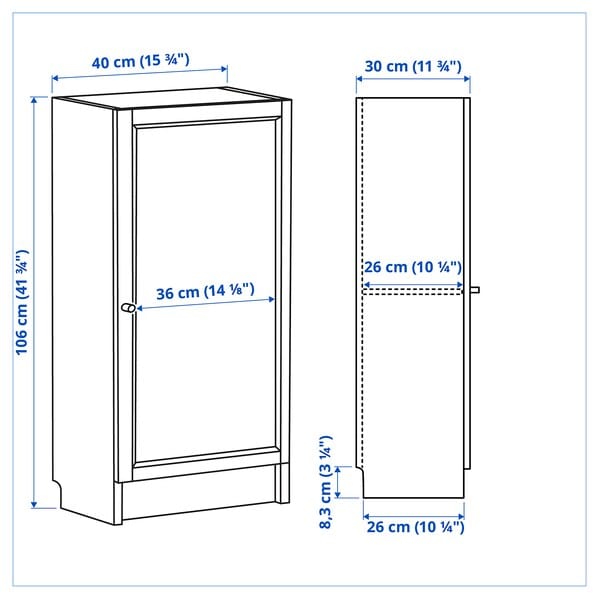 Ikea BILLY / OXBERG - Bookcase with door, brown walnut effect, 40x30x106 cm