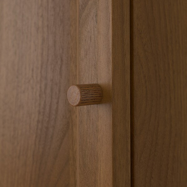 BILLY / OXBERG - Bookcase with door, brown walnut effect, 40x30x106 cm