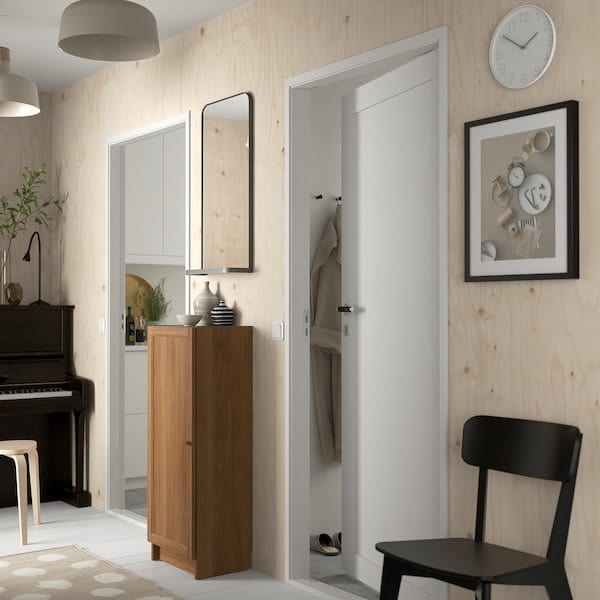 Ikea BILLY / OXBERG - Bookcase with door, brown walnut effect, 40x30x106 cm