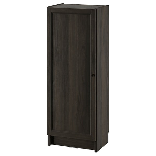 BILLY / OXBERG - Bookcase with door, dark brown oak effect,40x30x106 cm