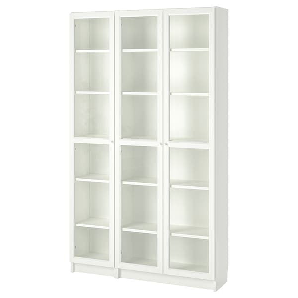 BILLY / OXBERG - Bookcase with glass-doors, white, 120x30x202 cm