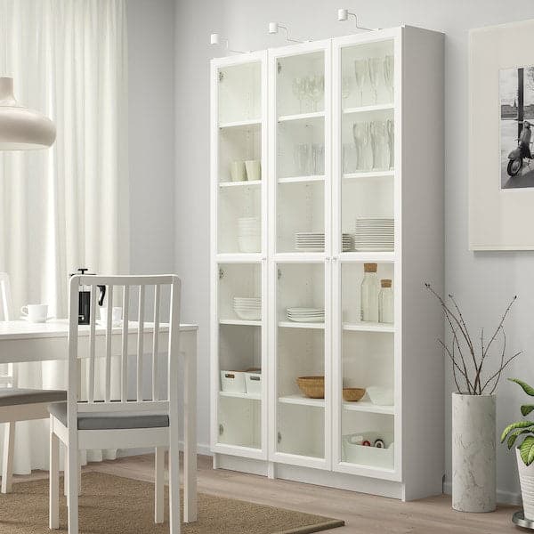 Ikea BILLY / OXBERG - Bookcase with glass-doors, white, 120x30x202 cm