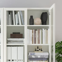 BILLY / OXBERG - Bookcase with glass-doors, white, 120x30x202 cm - best price from Maltashopper.com 69281804