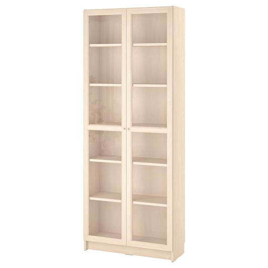 Ikea BILLY / OXBERG - Bookcase with glass doors, birch effect,80x30x202 cm