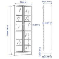 BILLY / OXBERG - Bookcase with glass doors, oak effect, 80x30x202 cm - best price from Maltashopper.com 99483320