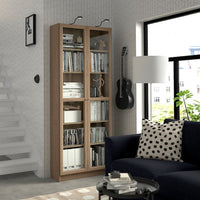 BILLY / OXBERG - Bookcase with glass doors, oak effect, 80x30x202 cm - best price from Maltashopper.com 99483320