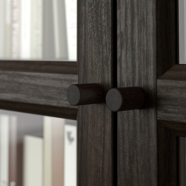 Ikea BILLY / OXBERG - Bookcase with glass doors, dark brown oak effect,80x30x202 cm