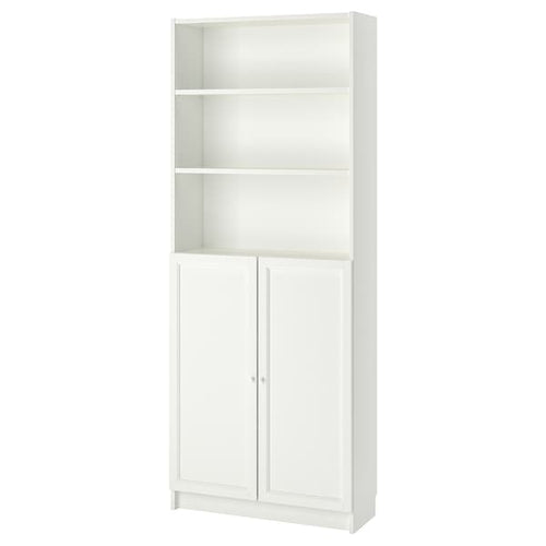 BILLY / OXBERG - Bookcase with doors, white, 80x30x202 cm