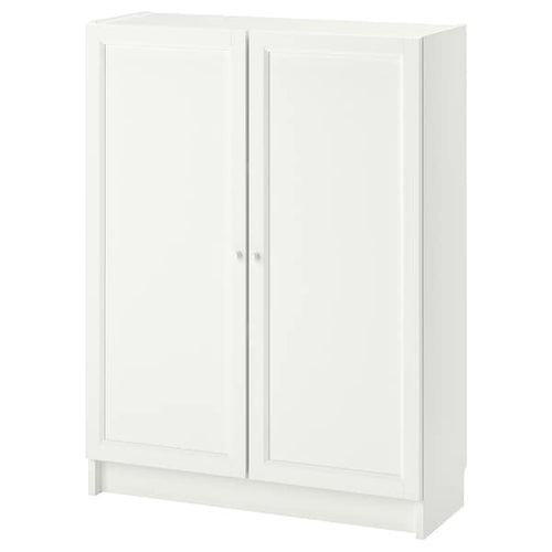 BILLY / OXBERG - Bookcase with doors, white, 80x30x106 cm