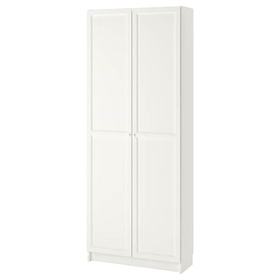 BILLY / OXBERG Bookcase with suede - white 80x42x202 cm , 80x42x202 cm - best price from Maltashopper.com 59304127