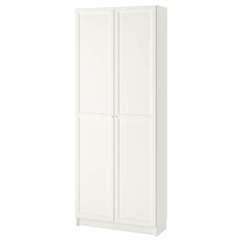 BILLY / OXBERG Bookcase with suede - white 80x42x202 cm , 80x42x202 cm