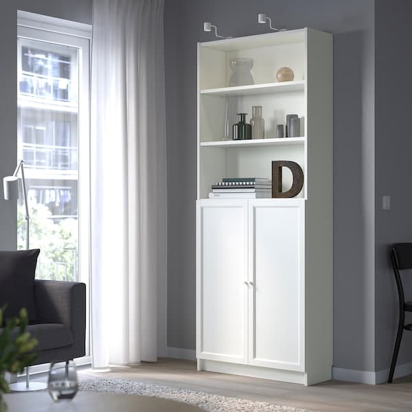 BILLY / OXBERG - Bookcase with doors, white , 80x30x202 cm - Premium Bookcases & Standing Shelves from Ikea - Just €136.99! Shop now at Maltashopper.com