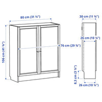 BILLY / OXBERG - Bookcase with doors, white, 80x30x106 cm - best price from Maltashopper.com 49280042