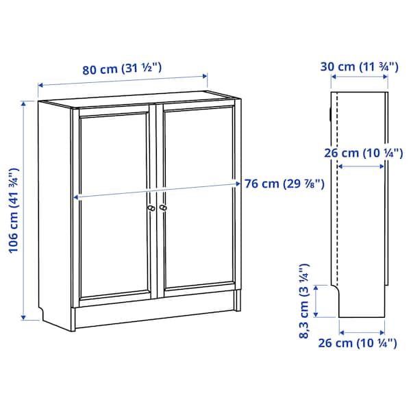 BILLY / OXBERG - Bookcase with doors, white, 80x30x106 cm - best price from Maltashopper.com 49280042