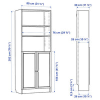 BILLY / OXBERG - Bookcase with doors, white, 80x30x202 cm - best price from Maltashopper.com 29281066
