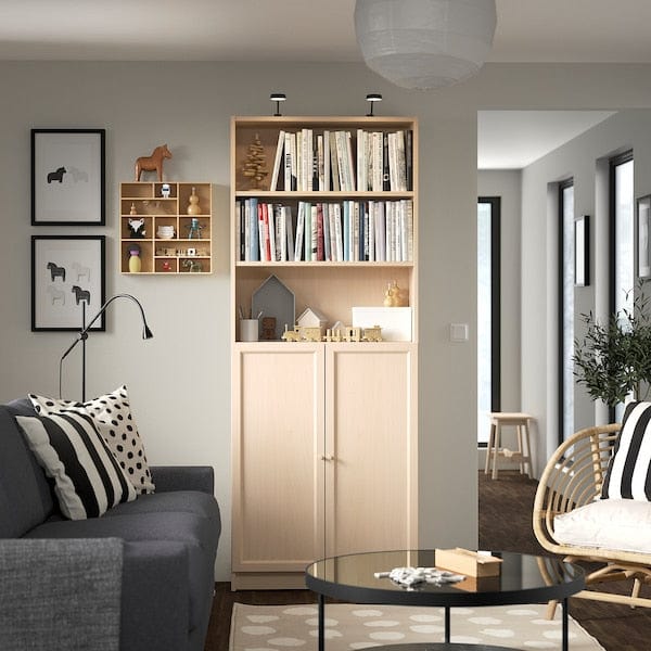 Ikea BILLY / OXBERG - Bookcase with doors, birch effect,80x30x202 cm