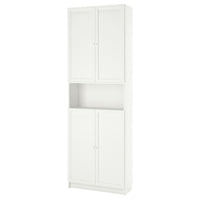BILLY / OXBERG - Bookcase w doors/extension unit, white, 80x30x237 cm - best price from Maltashopper.com 89483368