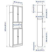 BILLY / OXBERG - Bookcase w doors/extension unit, white, 80x30x237 cm - best price from Maltashopper.com 89483368