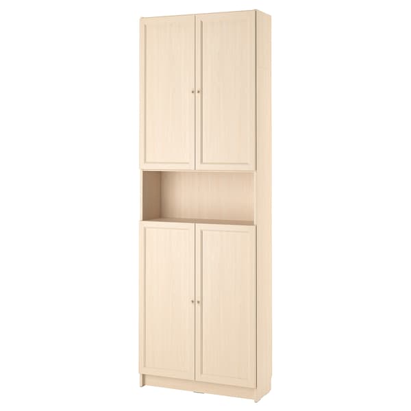 Ikea BILLY / OXBERG - Bookcase with doors/supplementary element, birch effect,80x30x237 cm