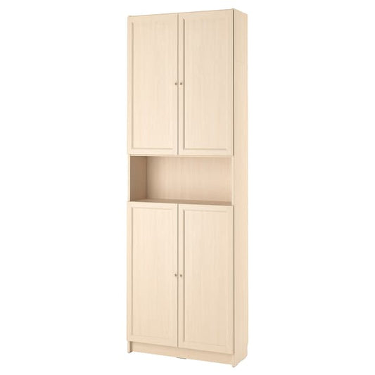 Ikea BILLY / OXBERG - Bookcase with doors/supplementary element, birch effect,80x30x237 cm