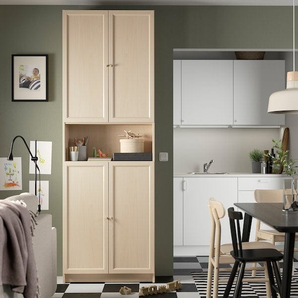 Ikea BILLY / OXBERG - Bookcase with doors/supplementary element, birch effect,80x30x237 cm