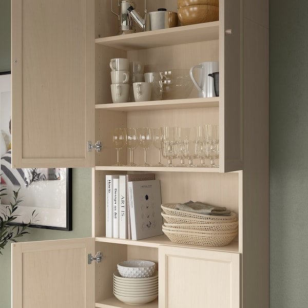 Ikea BILLY / OXBERG - Bookcase with doors/supplementary element, birch effect,80x30x237 cm