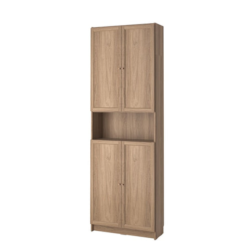 BILLY / OXBERG - Bookcase w doors/extension unit, oak effect, 80x30x237 cm