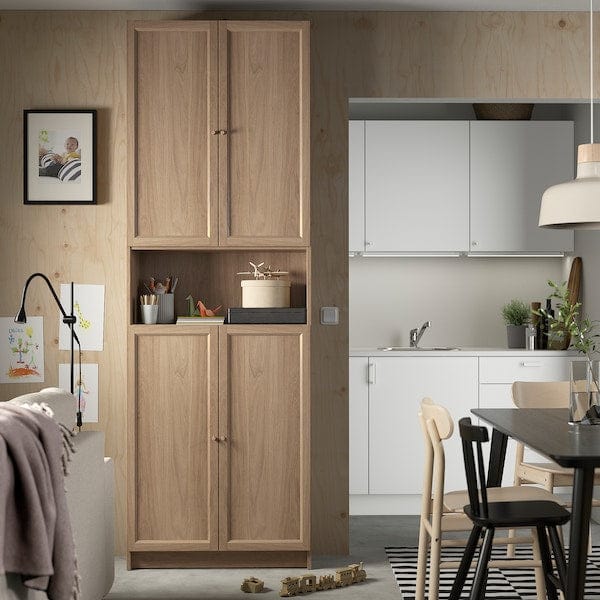 Ikea BILLY / OXBERG - Bookcase w doors/extension unit, oak effect, 80x30x237 cm