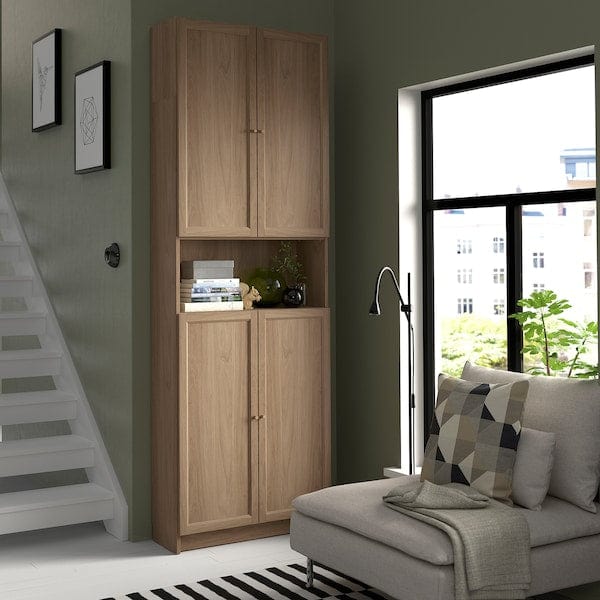 Ikea BILLY / OXBERG - Bookcase w doors/extension unit, oak effect, 80x30x237 cm