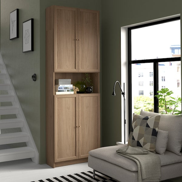 Oak effect deals bookcase with doors