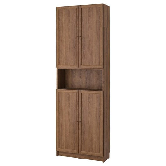 Ikea BILLY / OXBERG - Bookcase w doors/extension unit, brown walnut effect, 80x30x237 cm