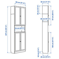 BILLY / OXBERG - Bookcase w doors/extension unit, brown walnut effect, 80x30x237 cm