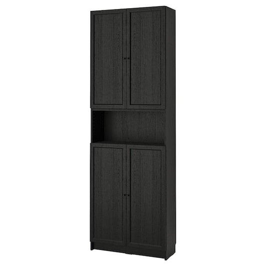 Ikea BILLY / OXBERG - Bookcase w doors/extension unit, black oak effect, 80x30x237 cm