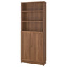 BILLY / OXBERG bookcase with doors, brown walnut effect, 80x30x202 cm