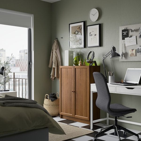 Ikea BILLY / OXBERG - Bookcase with doors, brown walnut effect, 80x30x106 cm