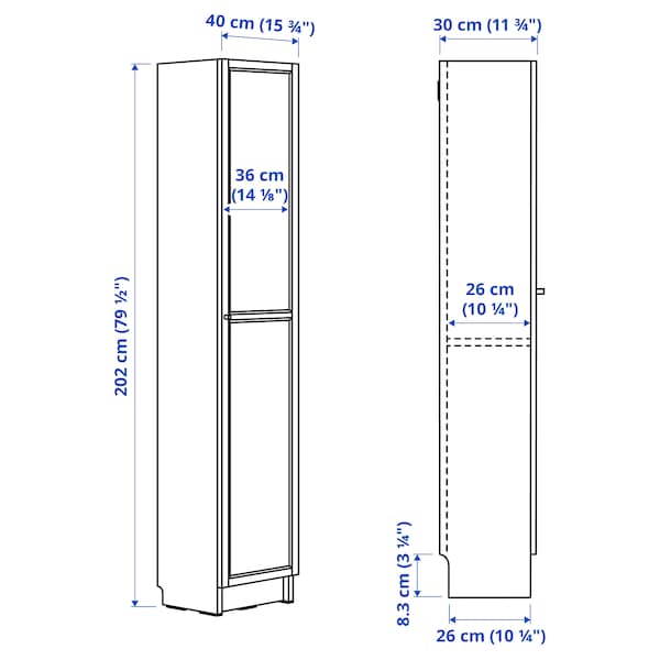 Ikea BILLY / OXBERG - Bookcase with doors, brown walnut effect, 40x30x202 cm