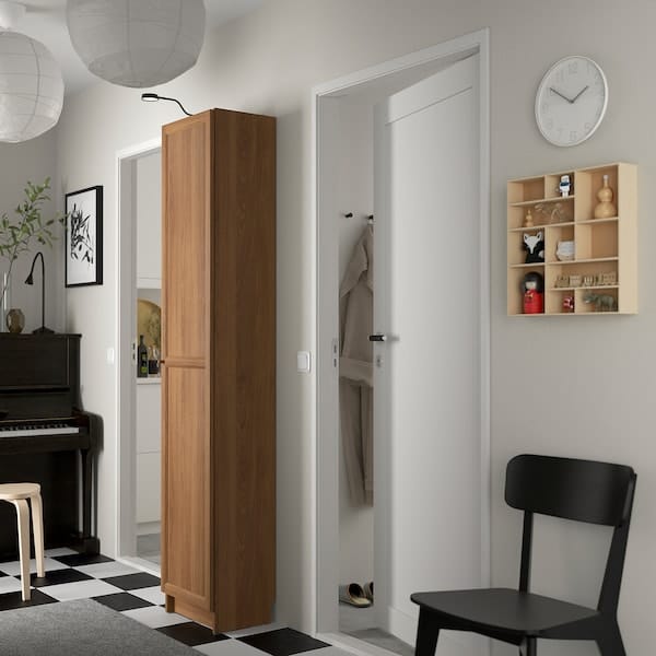 Ikea BILLY / OXBERG - Bookcase with doors, brown walnut effect, 40x30x202 cm