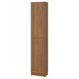 BILLY / OXBERG bookcase with doors, brown walnut effect, 40x30x202 cm
